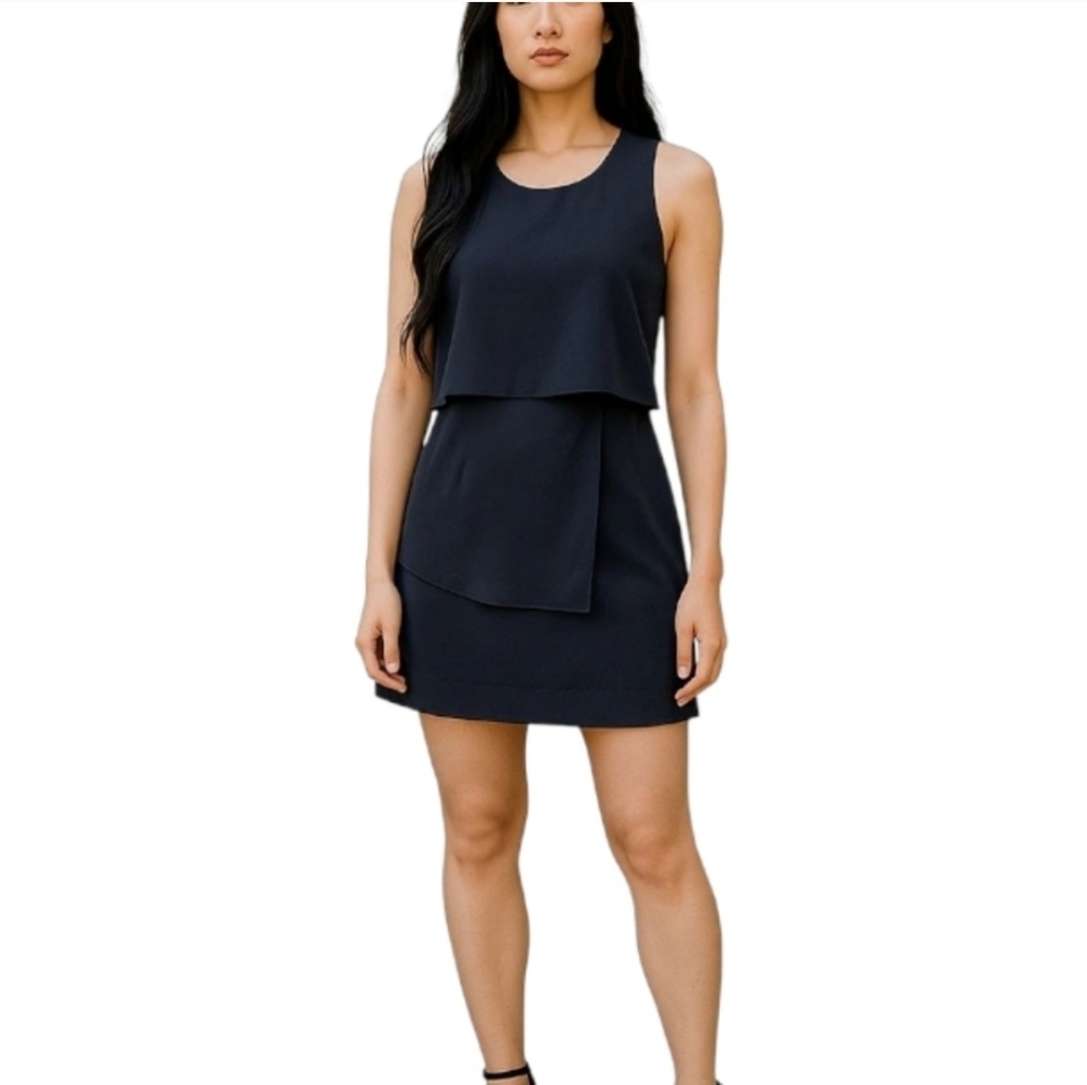 J. Crew Black Sleeveless Layered Shift Dress Cocktail Party Business Size 6